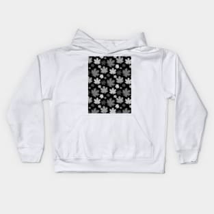 Black and white leaves pattern Kids Hoodie